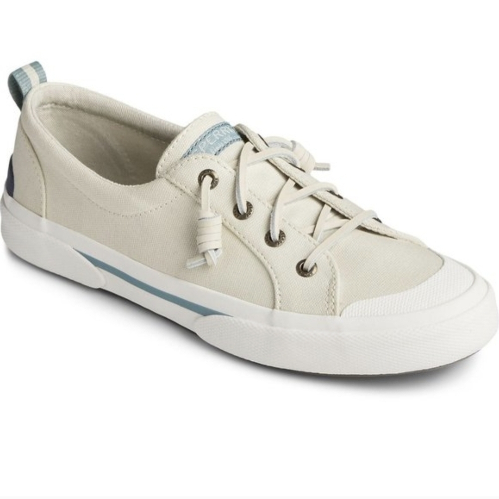 Sperry Crest Vibe Canvas Slip-On Sneaker - Cream with Blue Accent